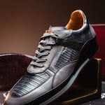 Mezlan Lizard & Leather Sneaker Black / Grey (AX4873-L)