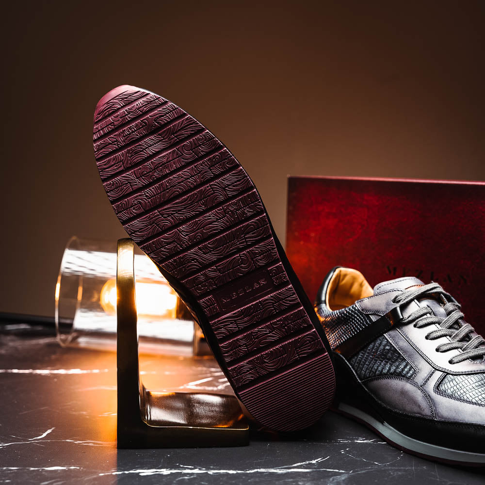 Mezlan Lizard & Leather Sneaker Black / Grey (AX4873-L