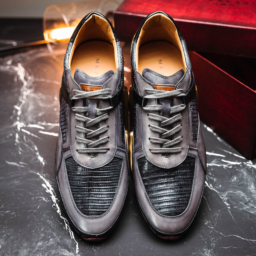 Mezlan Lizard & Leather Sneaker Black / Grey (AX4873-L