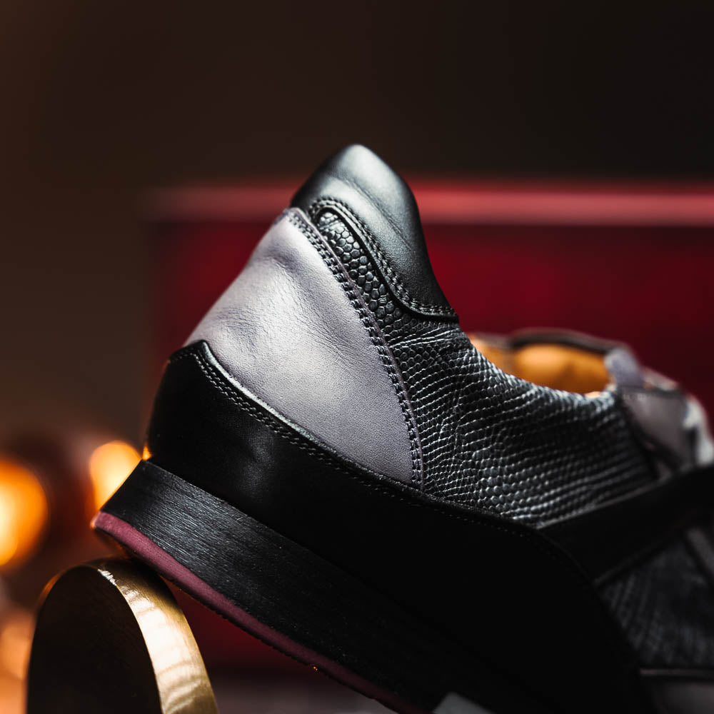 Mezlan Lizard & Leather Sneaker Black / Grey (AX4873-L)