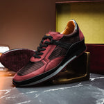 Mezlan Lizard & Leather Sneaker Black / Burgundy (AX4873-L)