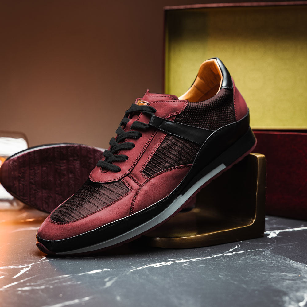 Mezlan Lizard & Leather Sneaker Black / Burgundy (AX4873-L)