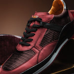 Mezlan Lizard & Leather Sneaker Black / Burgundy (AX4873-L)