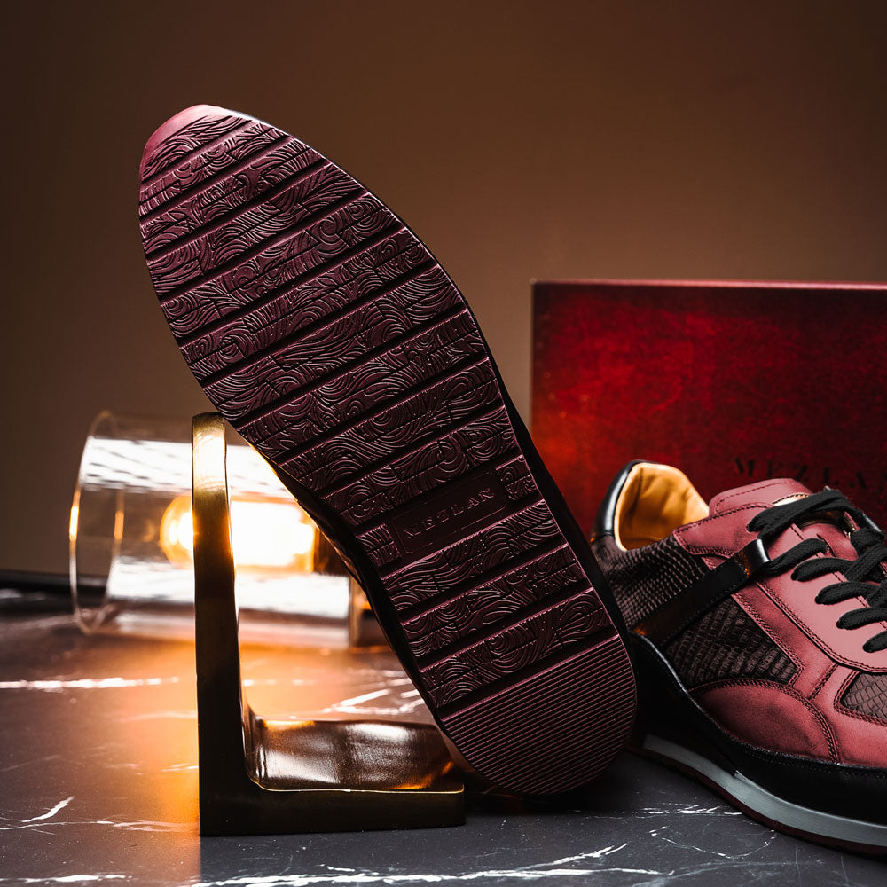 Mezlan Lizard & Leather Sneaker Black / Burgundy (AX4873-L)