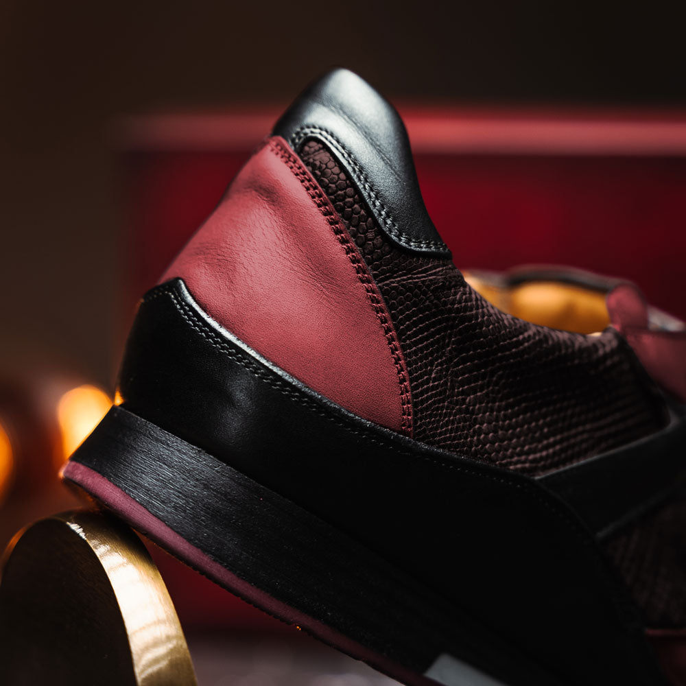 Mezlan Lizard & Leather Sneaker Black / Burgundy (AX4873-L)