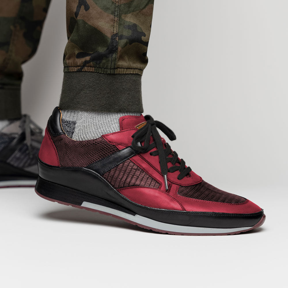 Mezlan Lizard & Leather Sneaker Black / Burgundy (AX4873-L)