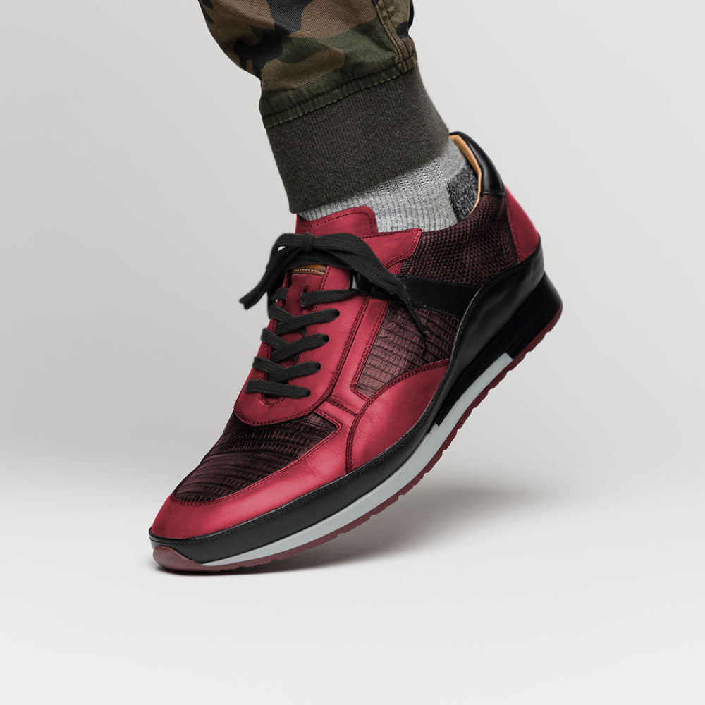 Mezlan Lizard & Leather Sneaker Black / Burgundy (AX4873-L)