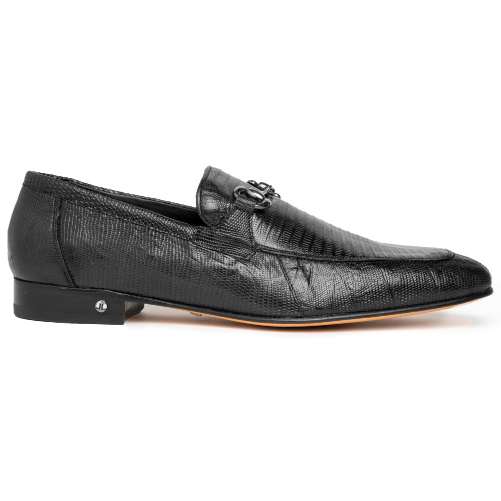 Lombardy Lizard Teju Bit Loafers Black