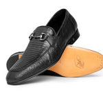 Lombardy Lizard Teju Bit Loafers Black