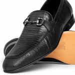 Lombardy Lizard Teju Bit Loafers Black