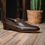 Lombardy Lizard Teju Bit Loafers Faded Brown