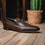 Lombardy Lizard Bit Loafers Faded Brown