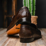 Lombardy Lizard Bit Loafers Faded Brown