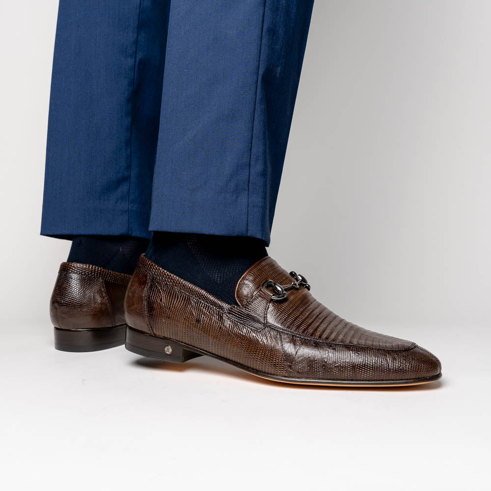 Lombardy Lizard Bit Loafers Faded Brown