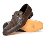 Lombardy Lizard Teju Bit Loafers Faded Brown