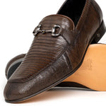 Lombardy Lizard Teju Bit Loafers Faded Brown