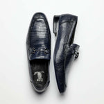 Lombardy Lizard Teju Bit Loafers Faded Navy Blue