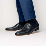 Lombardy Lizard Teju Bit Loafers Faded Navy Blue