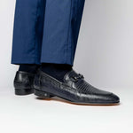 Lombardy Lizard Teju Bit Loafers Faded Navy Blue