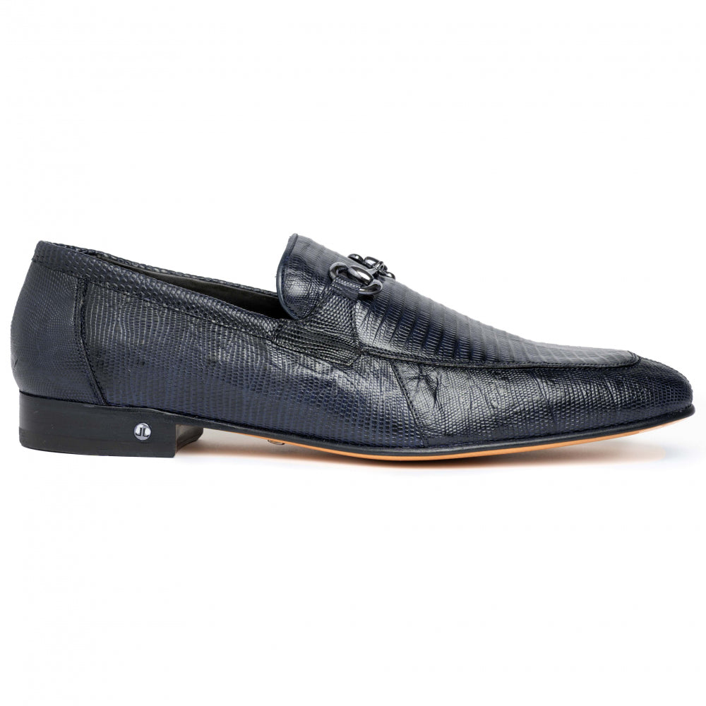 Lombardy Lizard Teju Bit Loafers Faded Navy Blue
