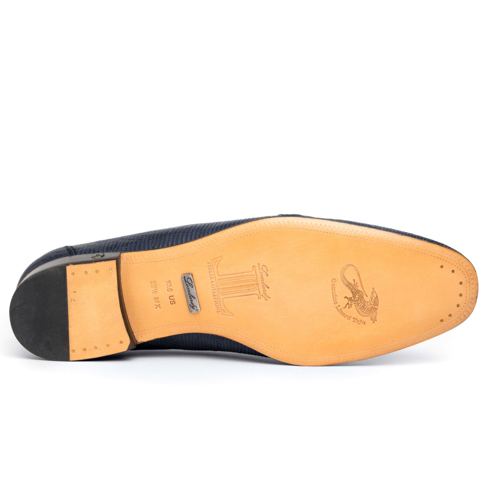 Lombardy Lizard Teju Bit Loafers Faded Navy Blue