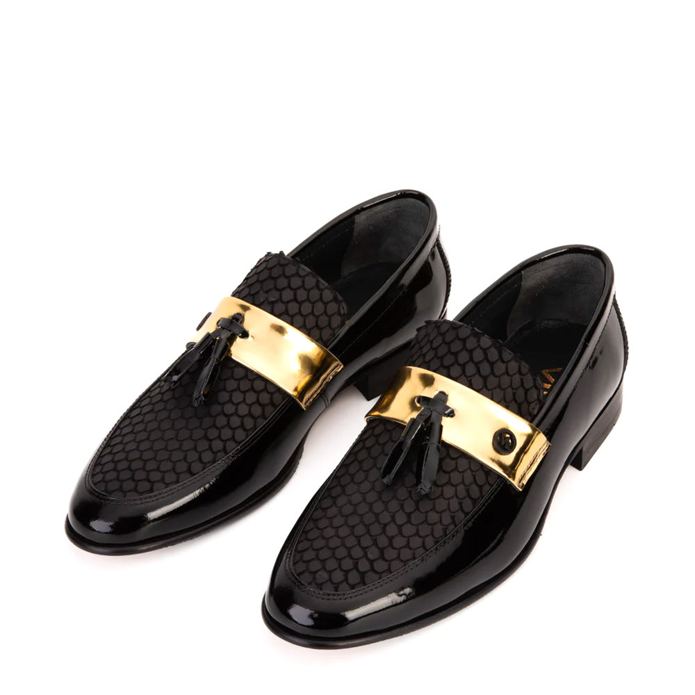 Vinci Leather The Imperial Leather Dress Shoe Black & Gold