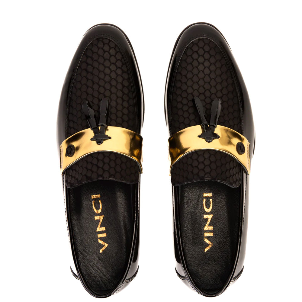 Vinci Leather The Imperial Leather Dress Shoe Black & Gold
