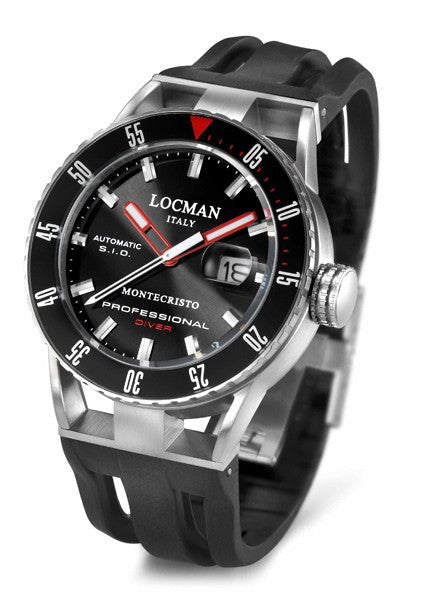 Locman Mens Monte Cristo Professional Diving Watch Black 513BKRDBK