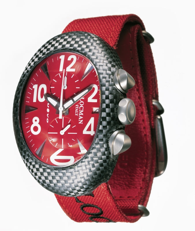 Locman Mens Nuovo Carbonia Watch Red 100RDCRBQ-2