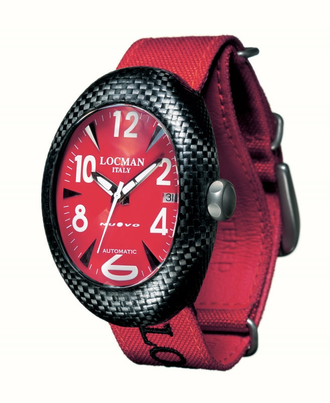 Locman Mens Nuovo Carbonia Watch Red 100RDCRBQ