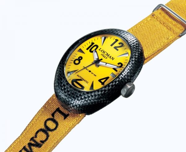 Locman Mens Nuovo Carbonia Watch Yellow 100YLCRBQ