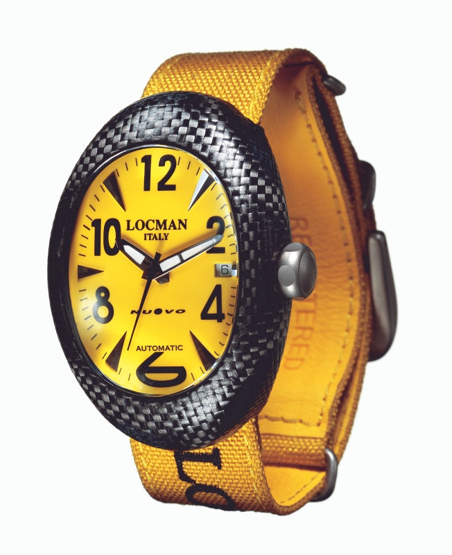 Locman Mens Nuovo Carbonia Watch Yellow 100YLCRBQ