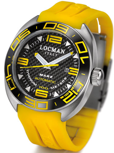 Locman Mens Mare Automatic Water Resistant Watch Yellow 139CRBYLYL