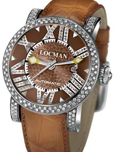 Locman Mens Toscano Diamond Watch Brown 290POBNNDNCAON