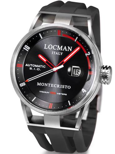 Locman Mens Monte Cristo Automatic Watch Black 511BKRDBK