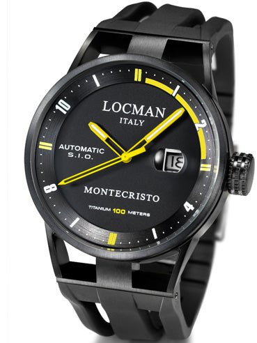 Locman Mens Monte Cristo Automatic Ceramic Coated Watch Black 511BKYLPVBK
