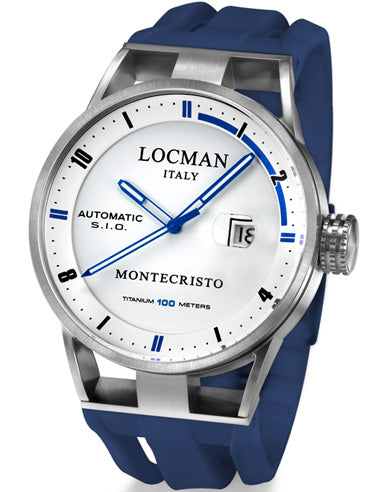 Locman Mens Monte Cristo Automatic Watch White/Blue 511WHBLBL