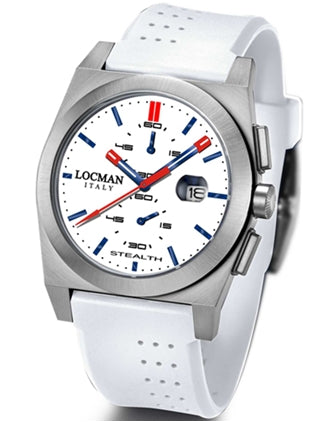 Locman Mens Stealth Chrono Watch White 202WHBLWH