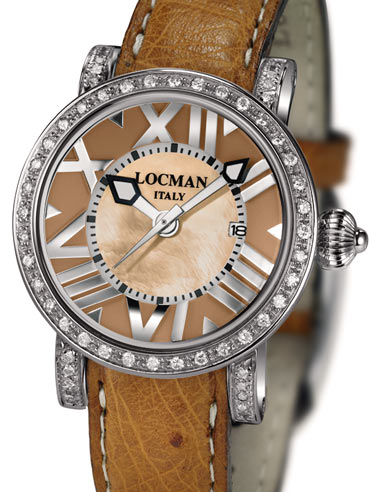 Locman Womens Toscano Diamond Watch Brown 291P0MJNNKCSTN