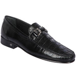 Lombardy Belly Caiman & Calfskin Bit Loafers Black