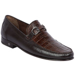 Lombardy Belly Caiman & Calfskin Bit Loafers Brown