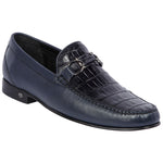 Lombardy Belly Caiman & Calfskin Bit Loafers Navy Blue