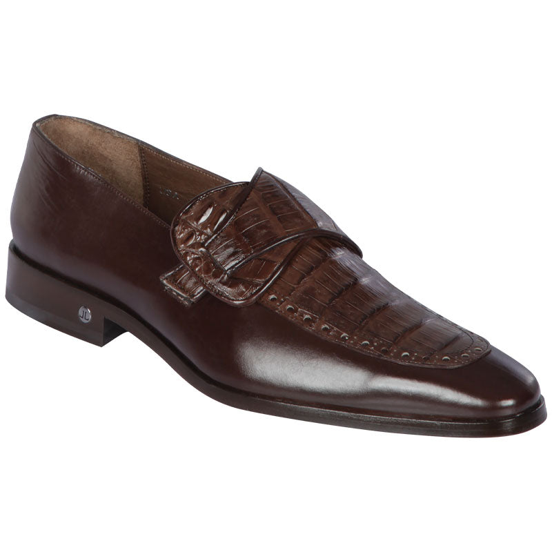 Lombardy Caiman Belly & Calfskin Monkstrap Dress Shoe Brown