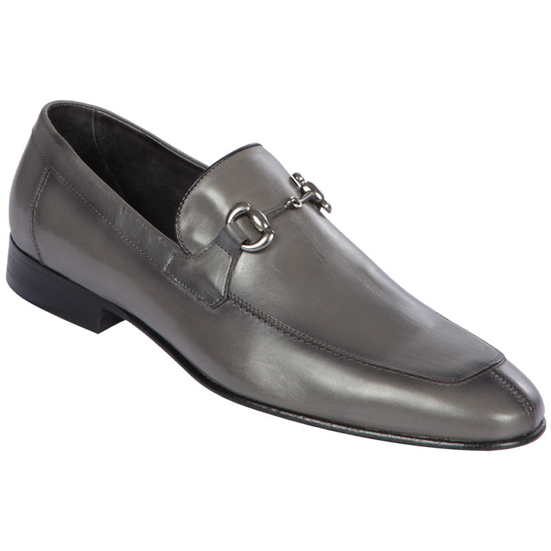 Lombardy Calf Leather Bit Loafers Faded Gray