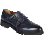 Lombardy Calfskin Wingtip Monk Strap Faded Navy Blue