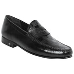 Lombardy Checkered Calfskin & Lizard Penny Loafers Black