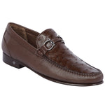 Lombardy Ostrich & Calfskin Bit Loafers Brown