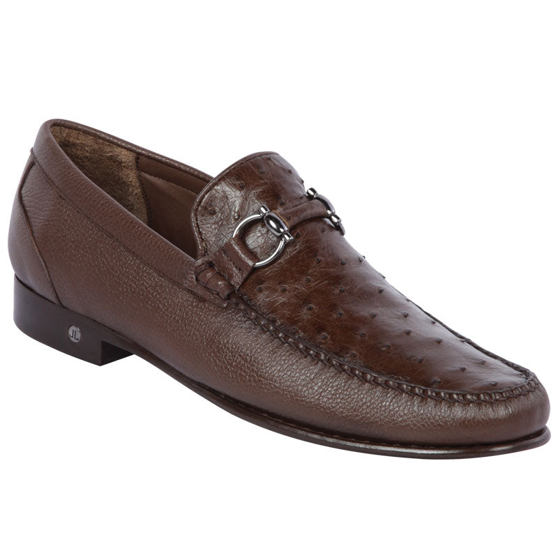 Lombardy Ostrich & Calfskin Bit Loafers Brown