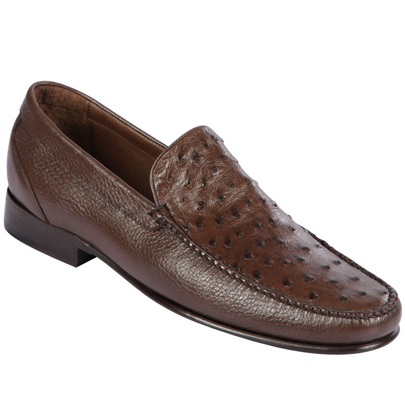 Lombardy Ostrich & Calfskin Loafers Brown