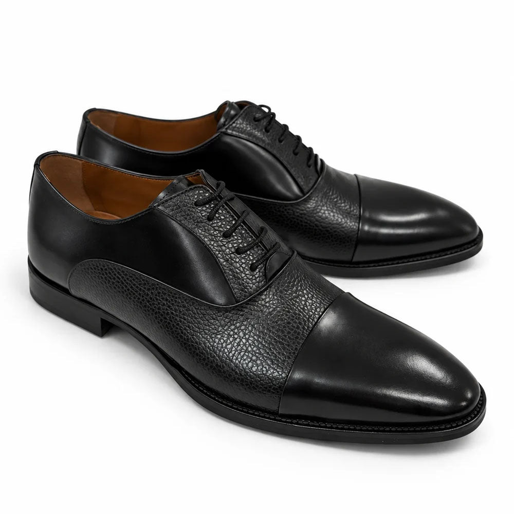 Corrente CU0004 London Deerskin Cap Toe Oxford Black